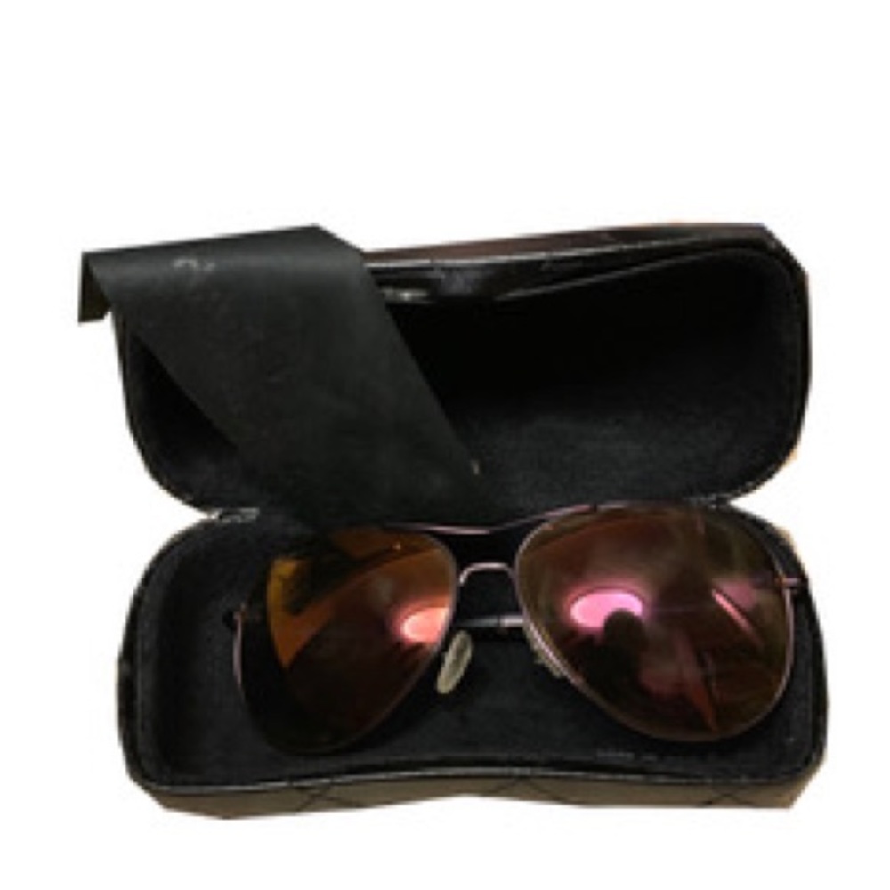 Red Chanel aviator sunglasses